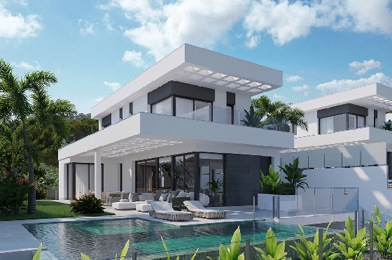 Villa in Finestrat zu verkaufen, Wohnfläche 175 m², Zustand Erstbezug, + fussboden, Klimaanlage, Grundstück 455 m², 3 Schlafzimmer, 3 Badezimmer, Pool, ref.: HA-FIN-106-E01-2