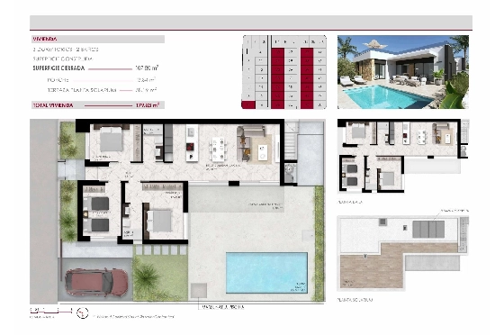 Villa in Ciudad Quesada zu verkaufen, Wohnfläche 167 m², Zustand Erstbezug, Klimaanlage, Grundstück 263 m², 3 Schlafzimmer, 2 Badezimmer, Pool, ref.: HA-CQN-121-E02-18