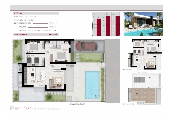 Villa in Ciudad Quesada zu verkaufen, Wohnfläche 167 m², Zustand Erstbezug, Klimaanlage, Grundstück 263 m², 3 Schlafzimmer, 2 Badezimmer, Pool, ref.: HA-CQN-121-E02-19