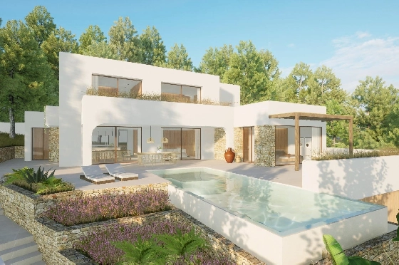Villa in Moraira zu verkaufen, Wohnfläche 340 m², Baujahr 2024, Klimaanlage, Grundstück 1070 m², 4 Schlafzimmer, 4 Badezimmer, Pool, ref.: AM-12145DR-1