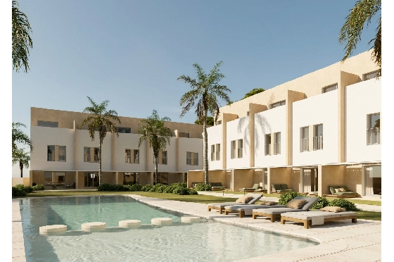 Reihenhaus in Denia zu verkaufen, Wohnfläche 102 m², Baujahr 2026, Klimaanlage, Grundstück 65 m², 3 Schlafzimmer, 3 Badezimmer, Pool, ref.: LS-BV9-2