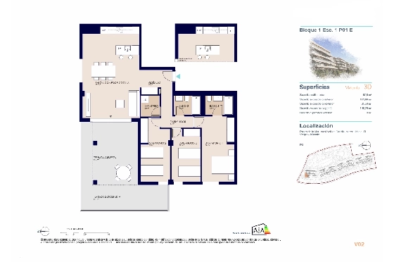 Apartment in El Vergel zu verkaufen, Wohnfläche 98 m², Baujahr 2027, + KLIMA, Klimaanlage, Grundstück 33 m², 3 Schlafzimmer, 2 Badezimmer, Pool, ref.: AH-EV-VI-1-01-01-E-13