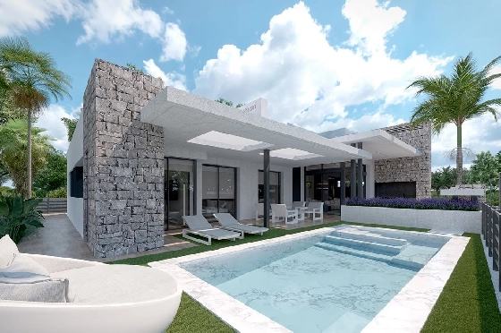Villa in Los Alcazares zu verkaufen, Wohnfläche 426 m², Zustand Erstbezug, Klimaanlage, Grundstück 394 m², 3 Schlafzimmer, 2 Badezimmer, Pool, ref.: HA-LAN-470-E02-1