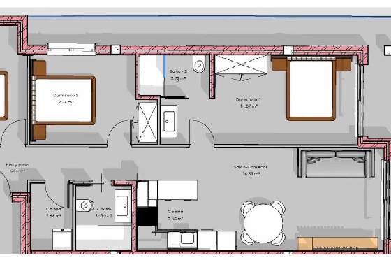 Etagen Apartment in Guardamar del Segura zu verkaufen, Wohnfläche 112 m², Zustand Erstbezug, 3 Schlafzimmer, 2 Badezimmer, Pool, ref.: HA-GUN-439-A03-10