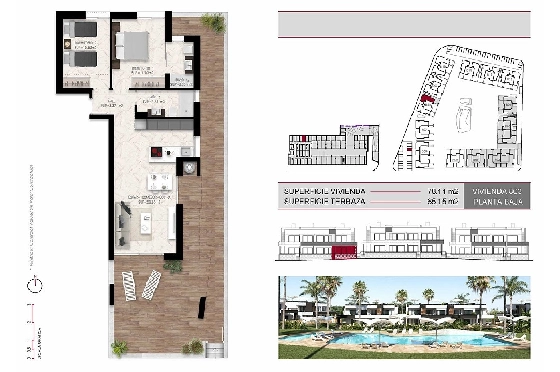 Erdgeschoss Apartment in Ciudad Quesada zu verkaufen, Wohnfläche 116 m², Zustand Erstbezug, Klimaanlage, 2 Schlafzimmer, 2 Badezimmer, Pool, ref.: HA-CQN-120-A01-16